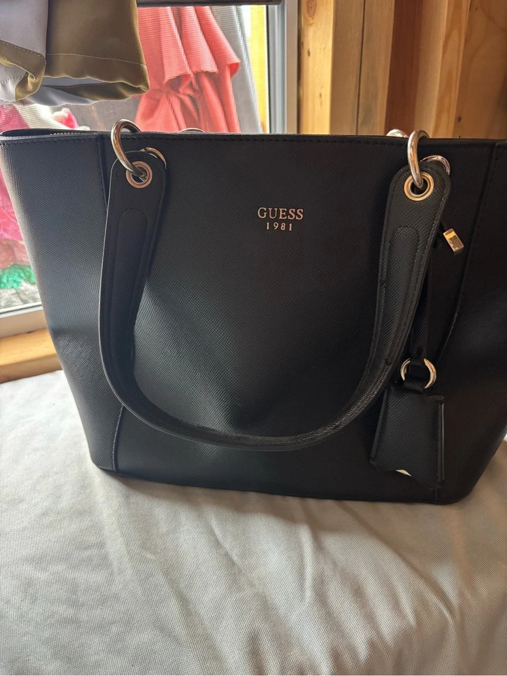 Guess Black Tote with Silver Hardware “Camaro”